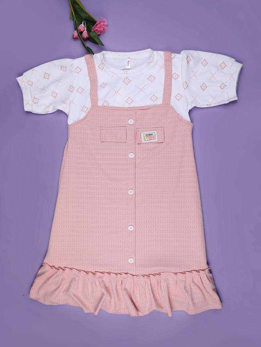 girls printed puff sleeve tiered dress