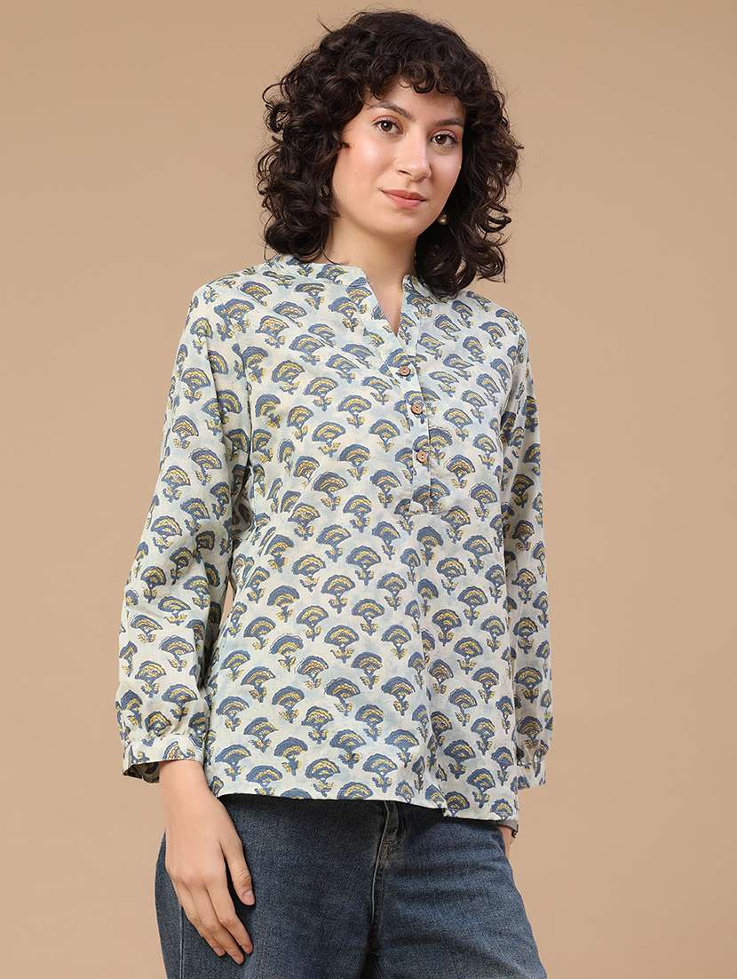women printed long sleeves a-line kurti - 22302574 -  Standard Image - 3
