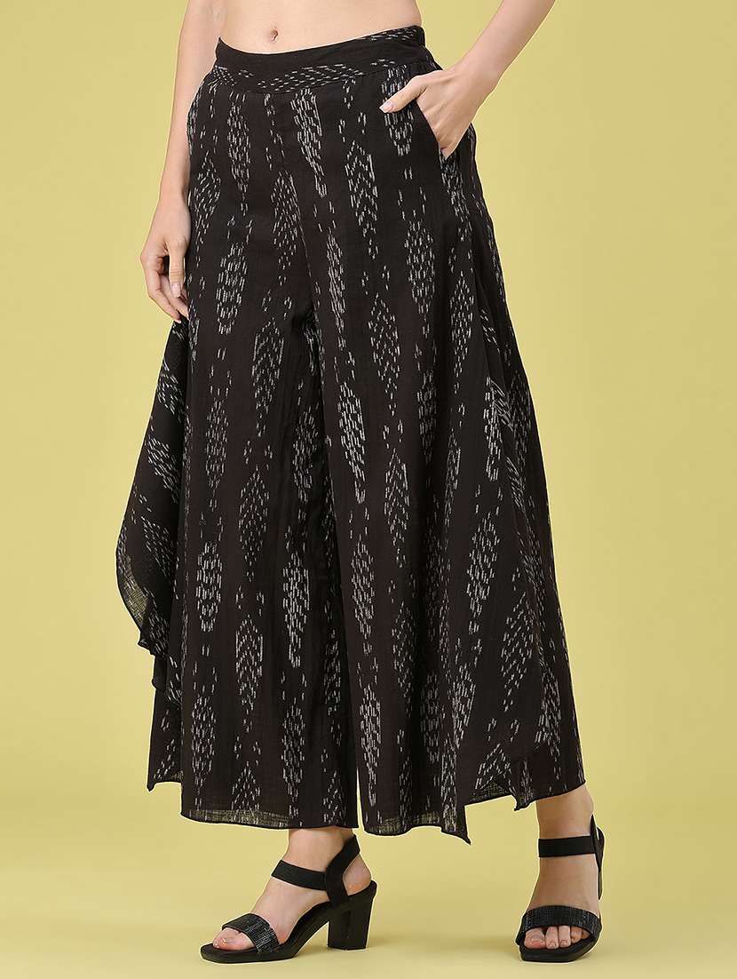 women printed mid rise flared palazzo - 22302582 -  Standard Image - 3