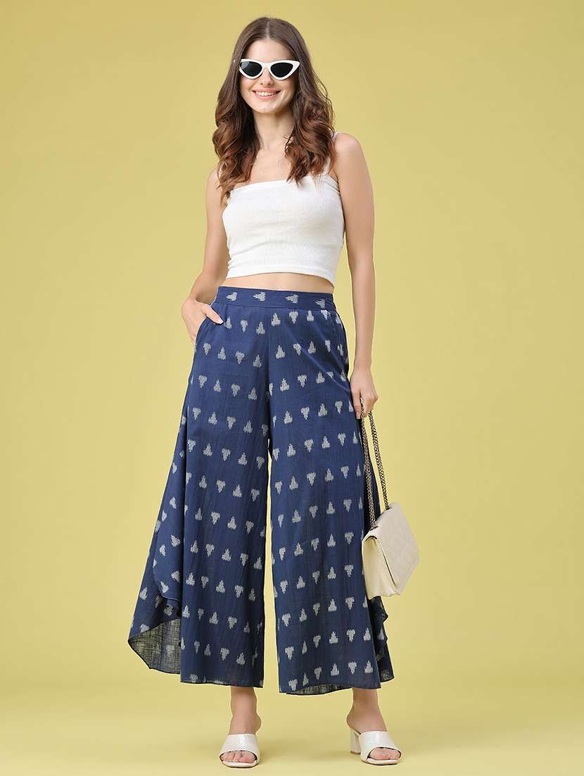 women printed mid rise flared palazzo - 22302585 -  Standard Image - 5
