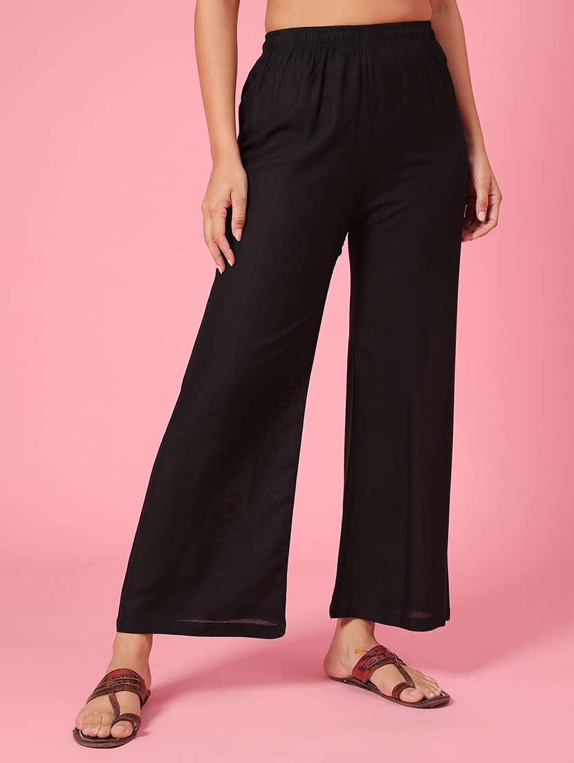 black rayon flared palazzo