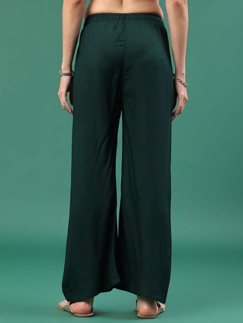 women solid mid rise straight palazzo - 22302588 -  Standard Image - 3