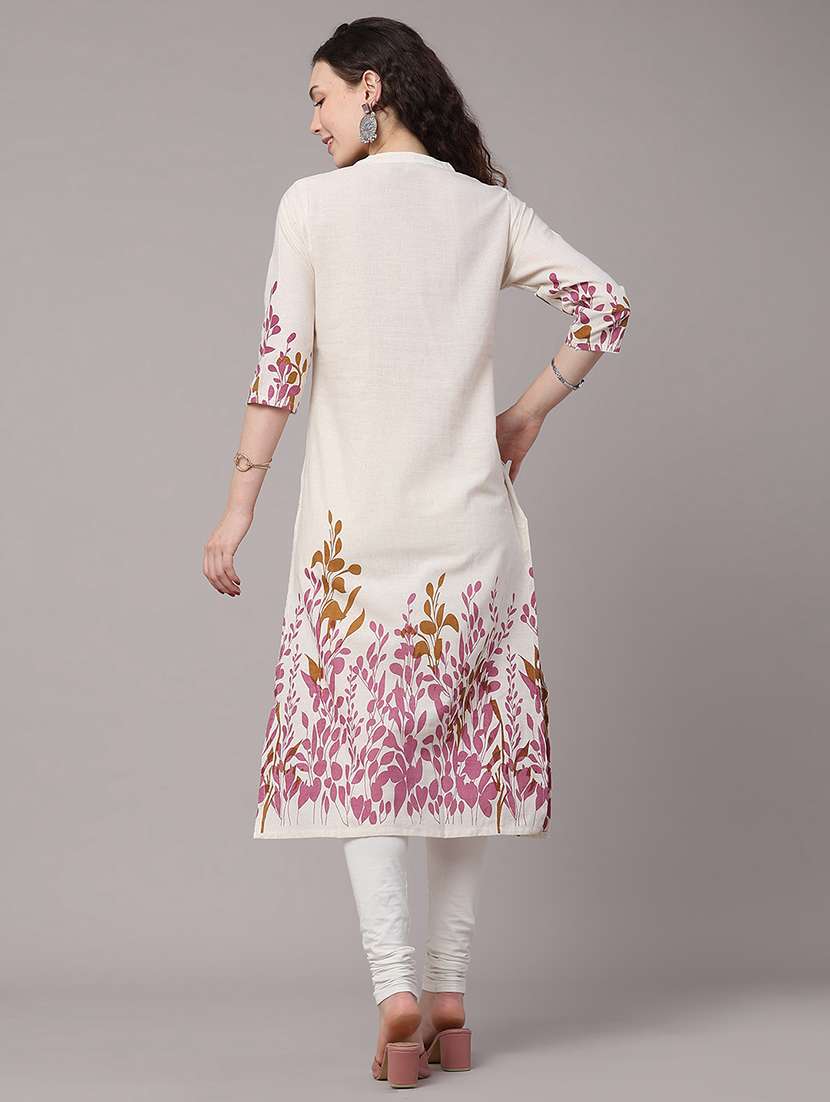 women printed three quarter sleeves straight kurta - 22302594 -  Standard Image - 5