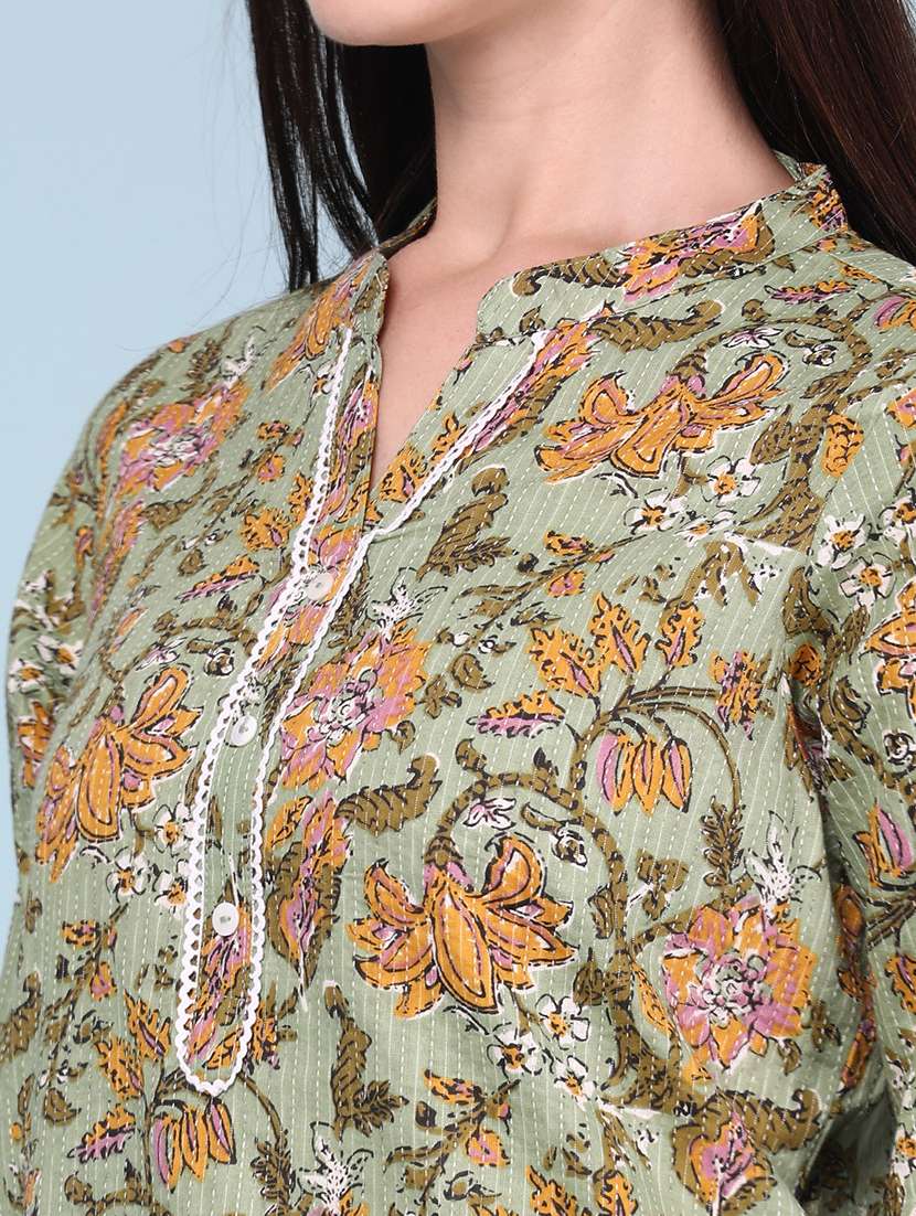 women printed three quarter sleeves straight kurta - 22302677 -  Standard Image - 5