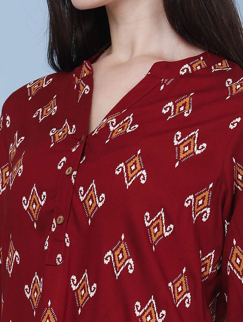 women printed three quarter sleeves straight kurta - 22302681 -  Standard Image - 5
