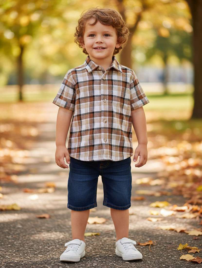 boys checkered collared short sleeve shirt