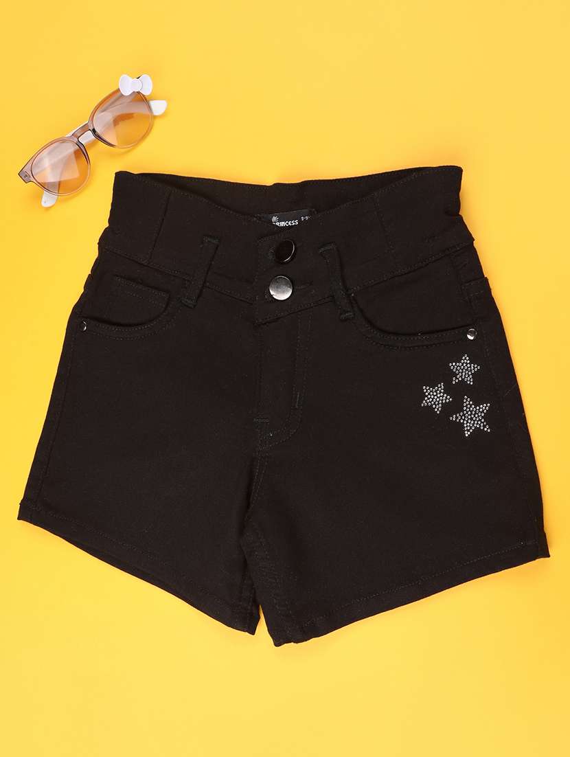 kids black denim shorts shorts & three fourth