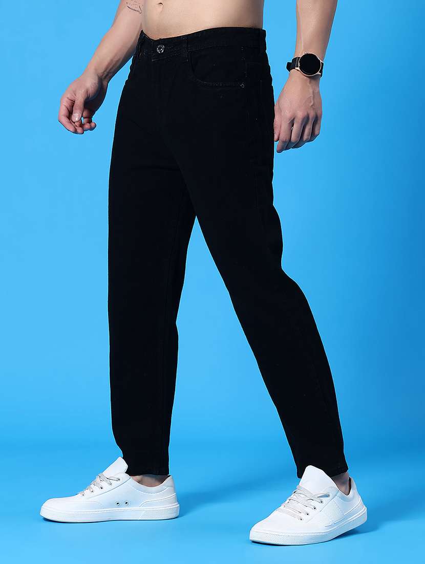 men plain mid rise full length straight jeans - 22302768 -  Standard Image - 3