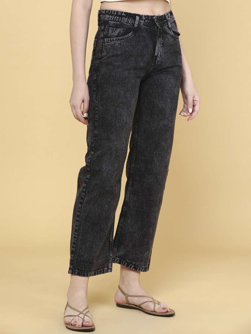women solid high rise jeans