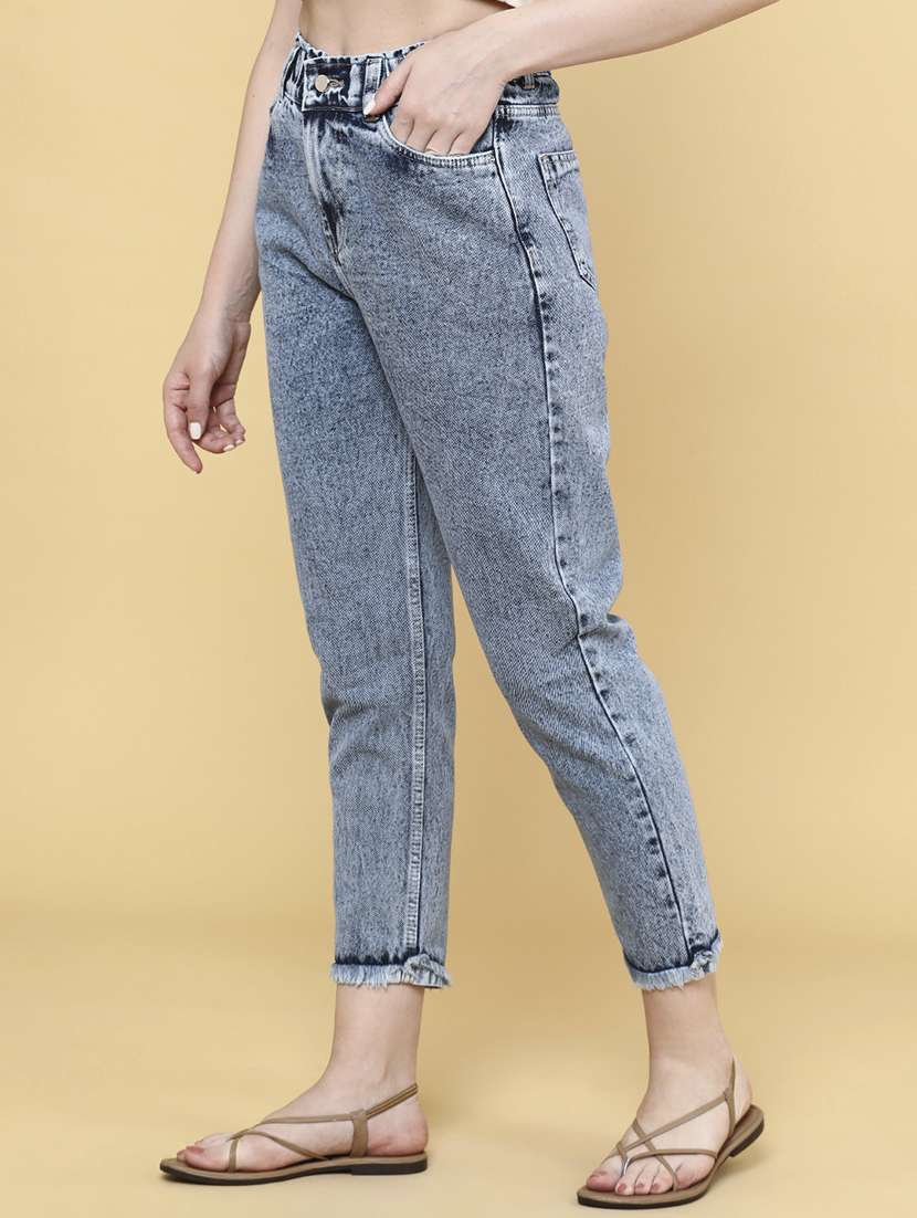 women solid mid rise jeans