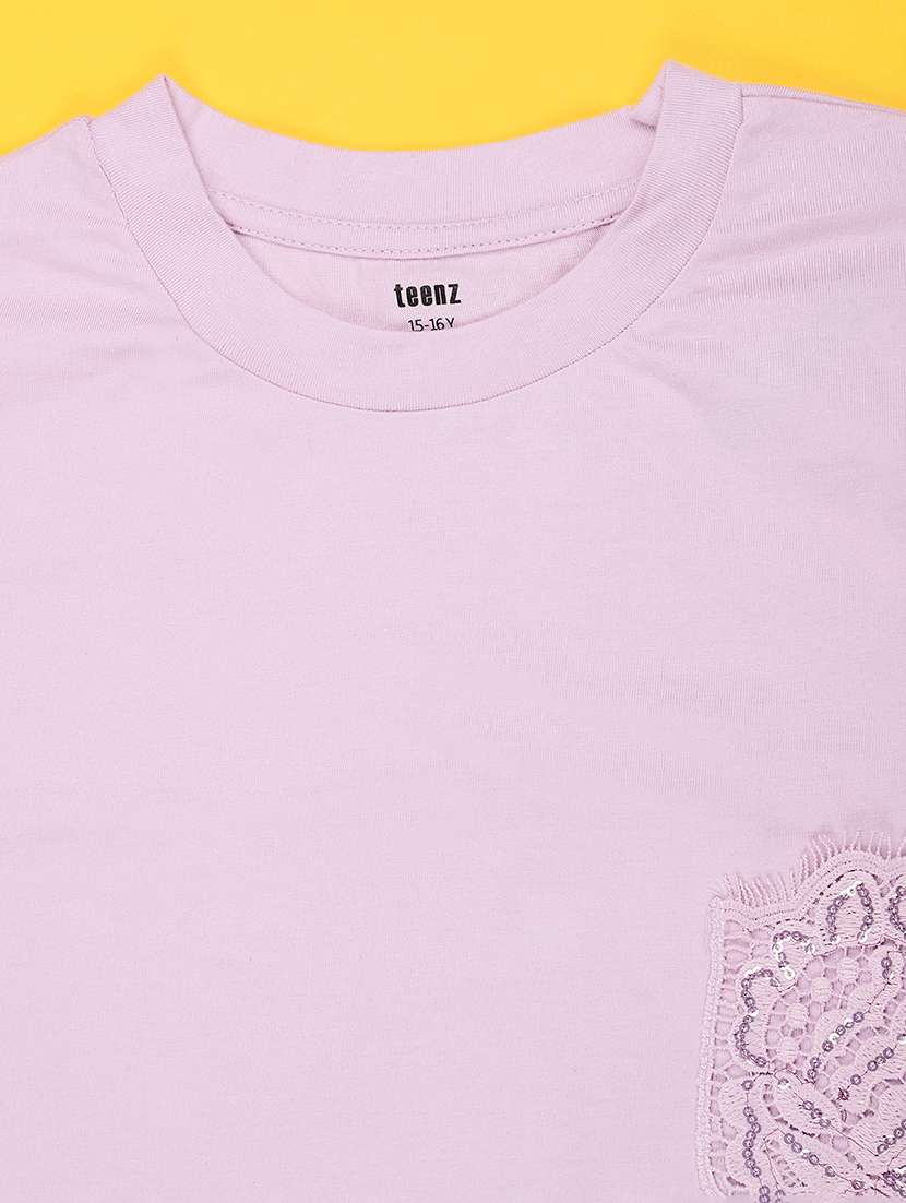 girls solid round neck regular tee - 22302797 -  Standard Image - 3
