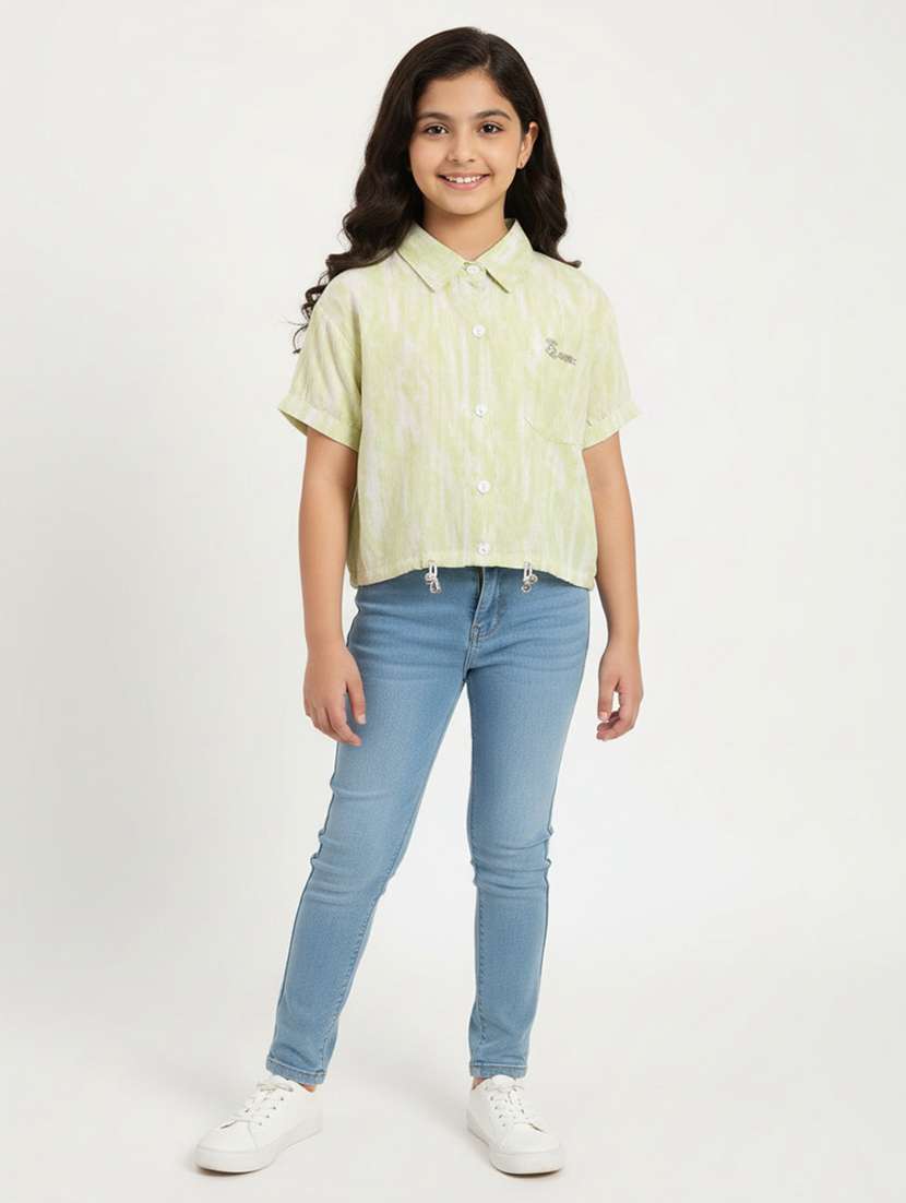 green cotton shirts top