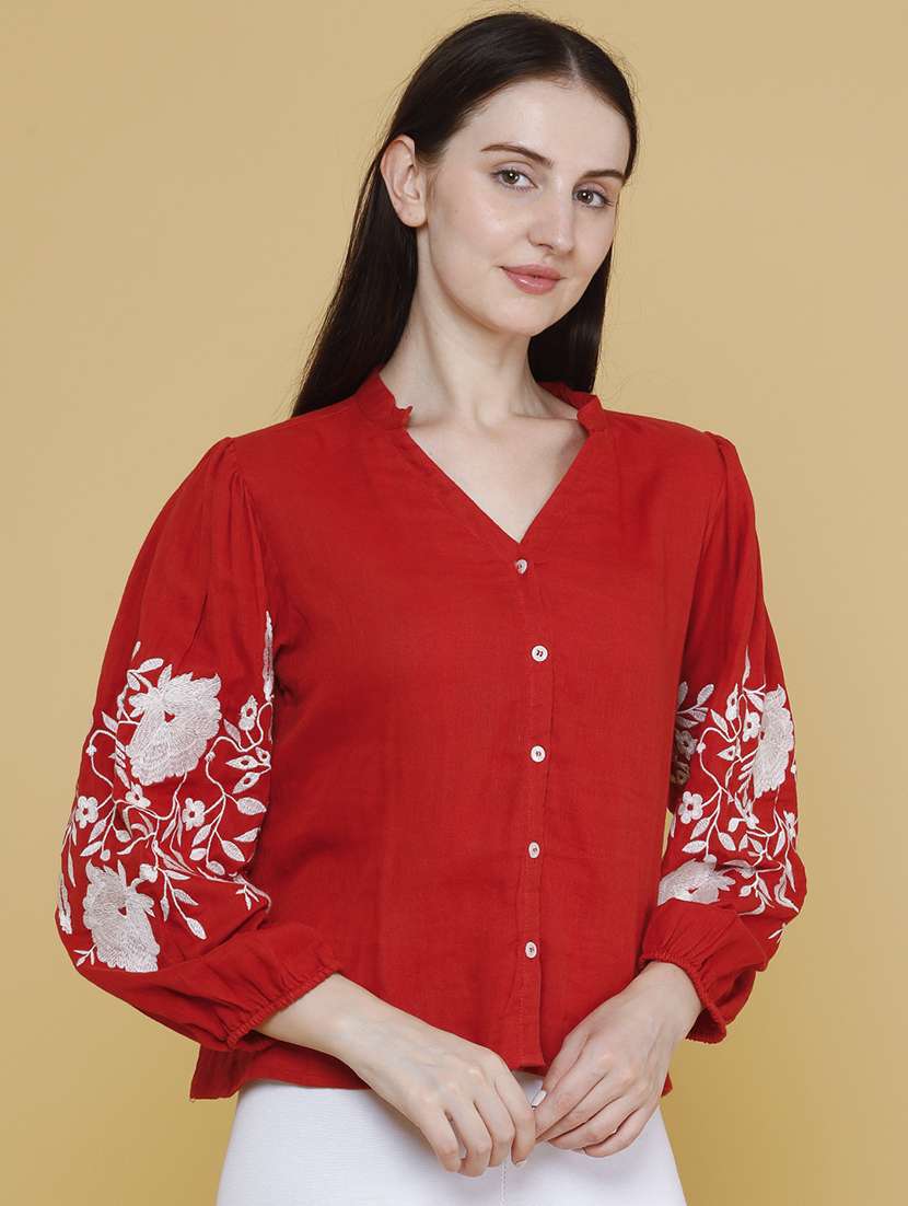 women embroidered long sleeves regular top - 22302882 -  Standard Image - 3
