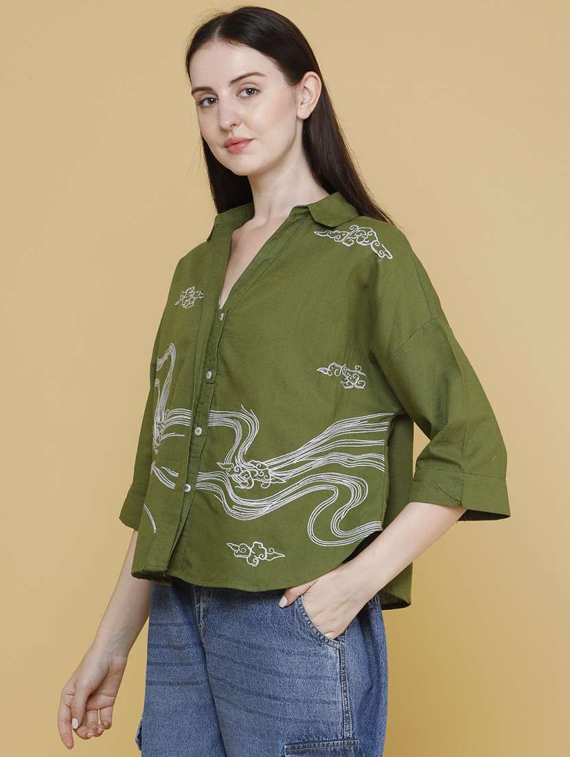 women embroidered three quarter sleeves regular top - 22302883 -  Standard Image - 3