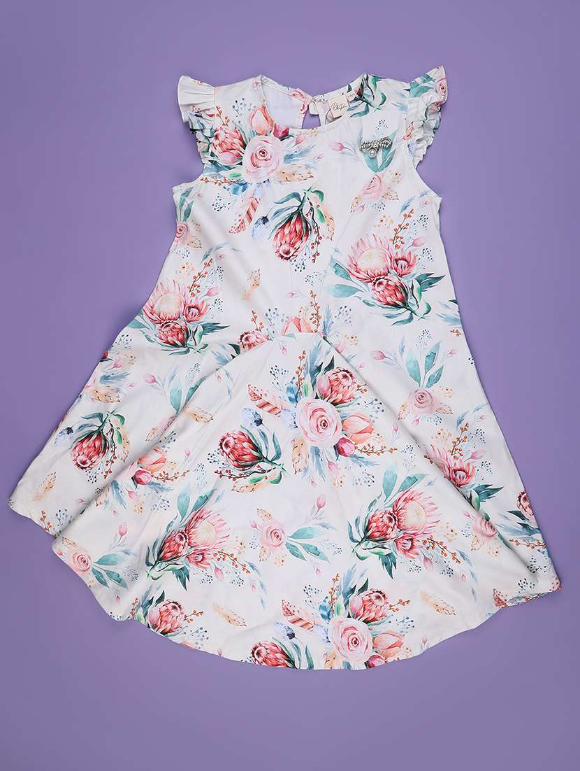girls floral print short sleeve frock