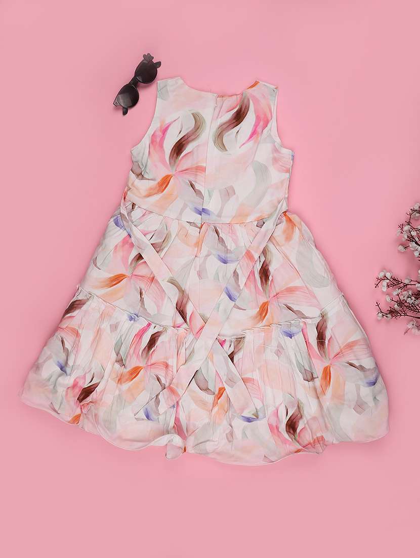 girls printed sleeveless tiered frock - 22302912 -  Standard Image - 3