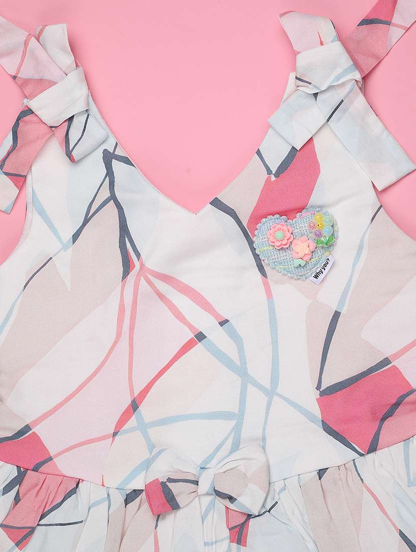 girls printed sleeveless tiered frock - 22302921 -  Standard Image - 3