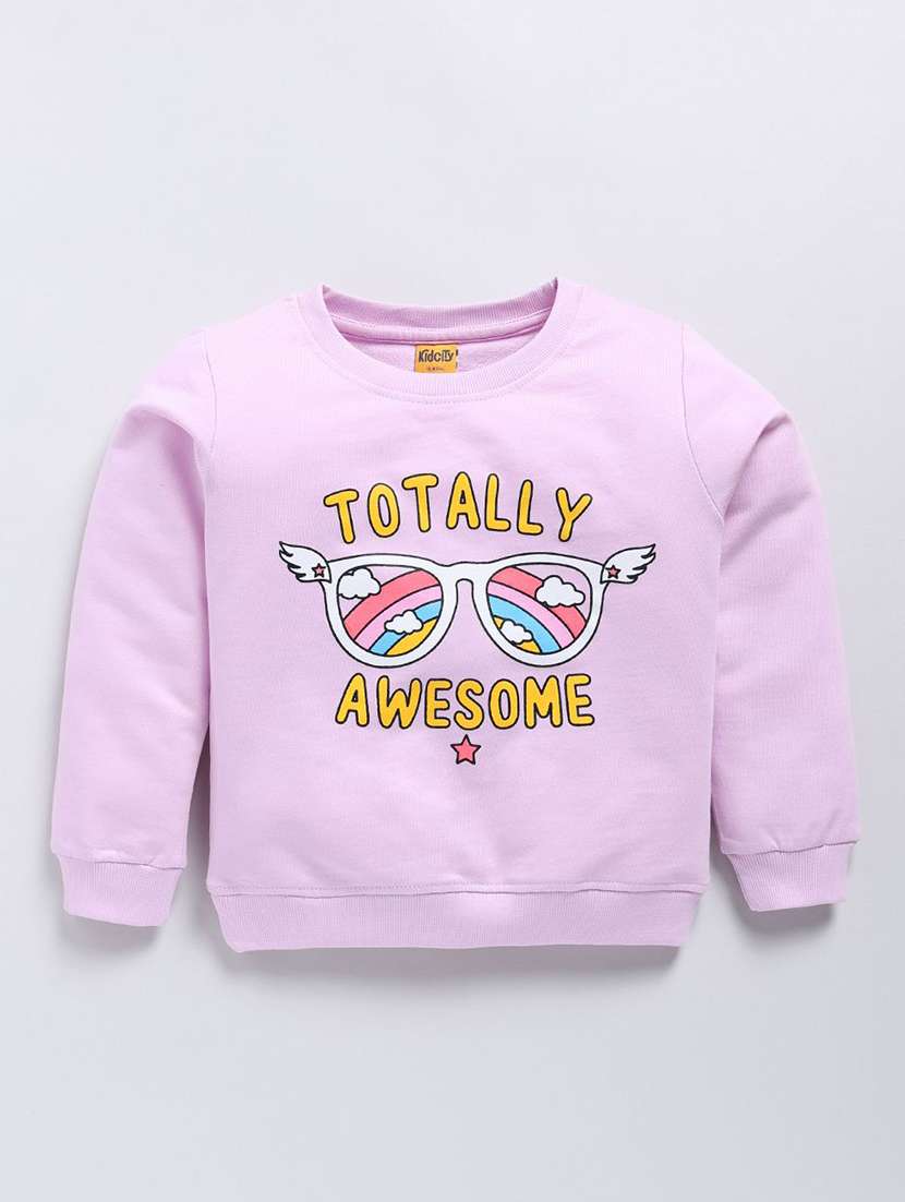 girls front print long sleeve sweatshirt