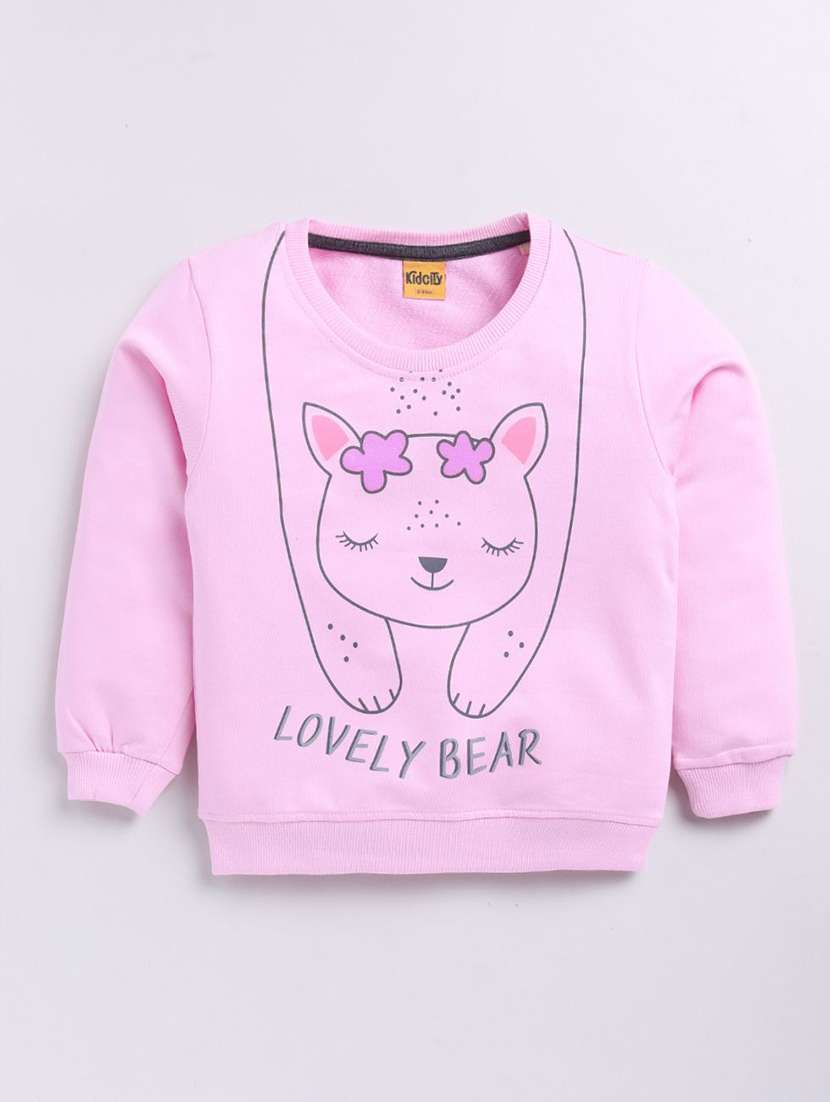 girls front print long sleeve sweatshirt