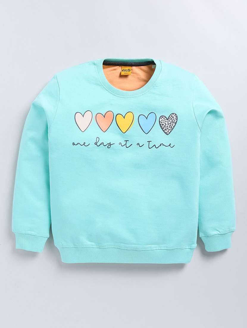 girls chest print long sleeve sweatshirt
