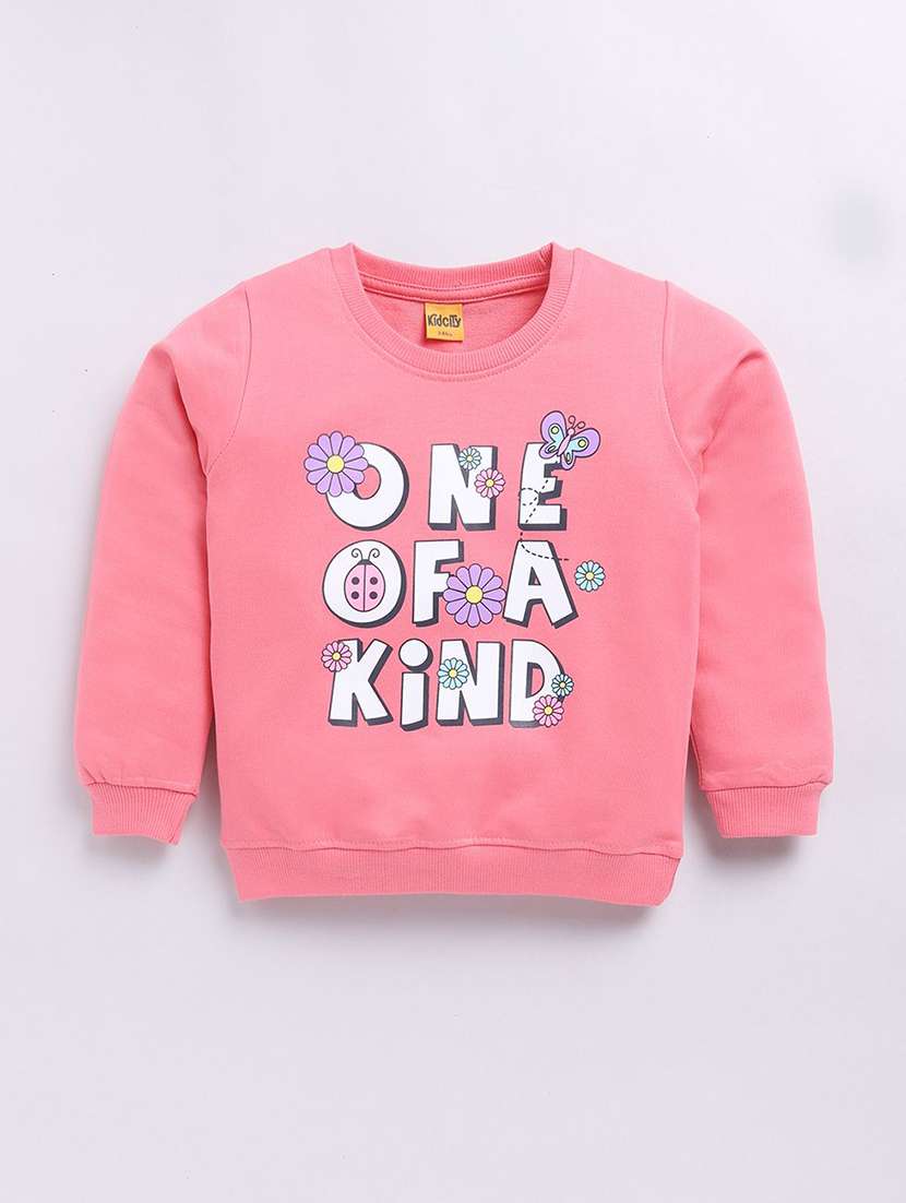 girls front print long sleeve sweatshirt