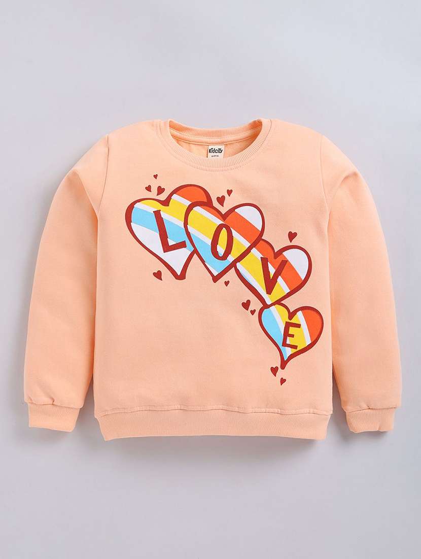 girls front print long sleeve sweatshirt