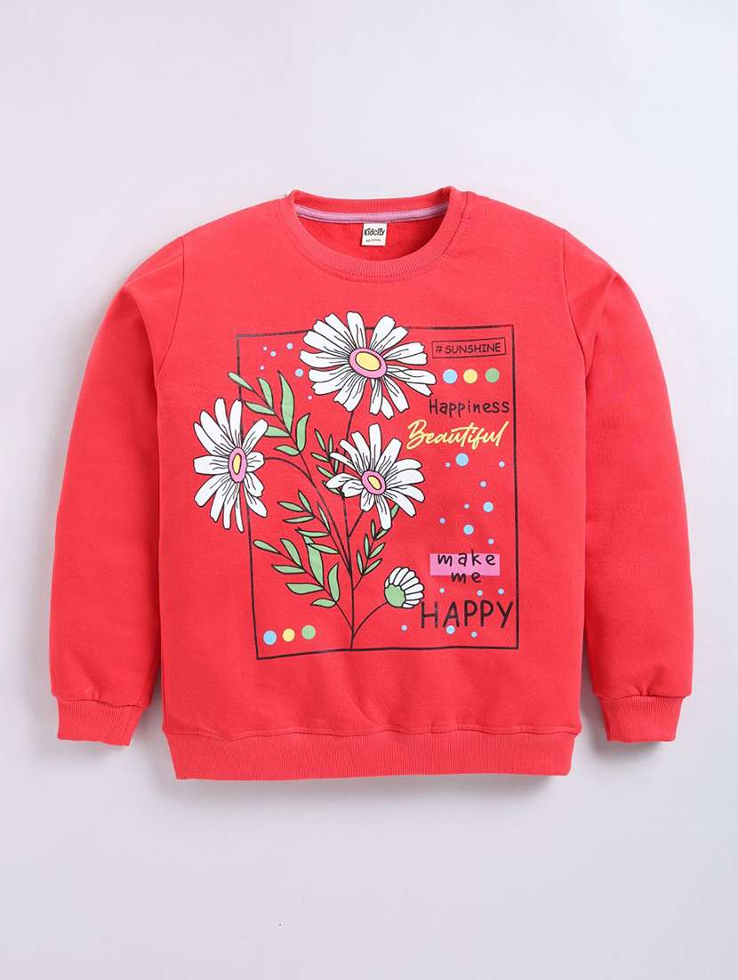 girls front print long sleeve sweatshirt