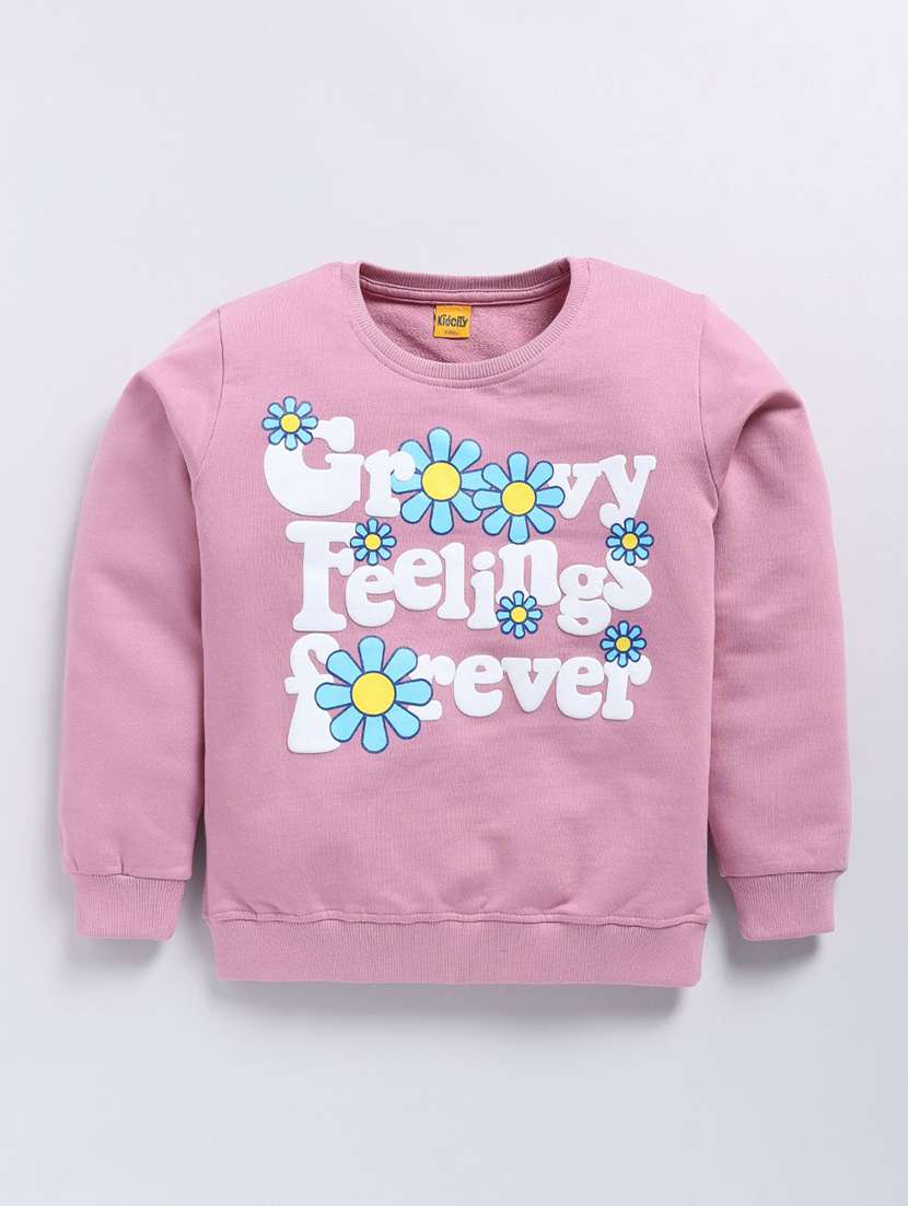 girls front print long sleeve sweatshirt