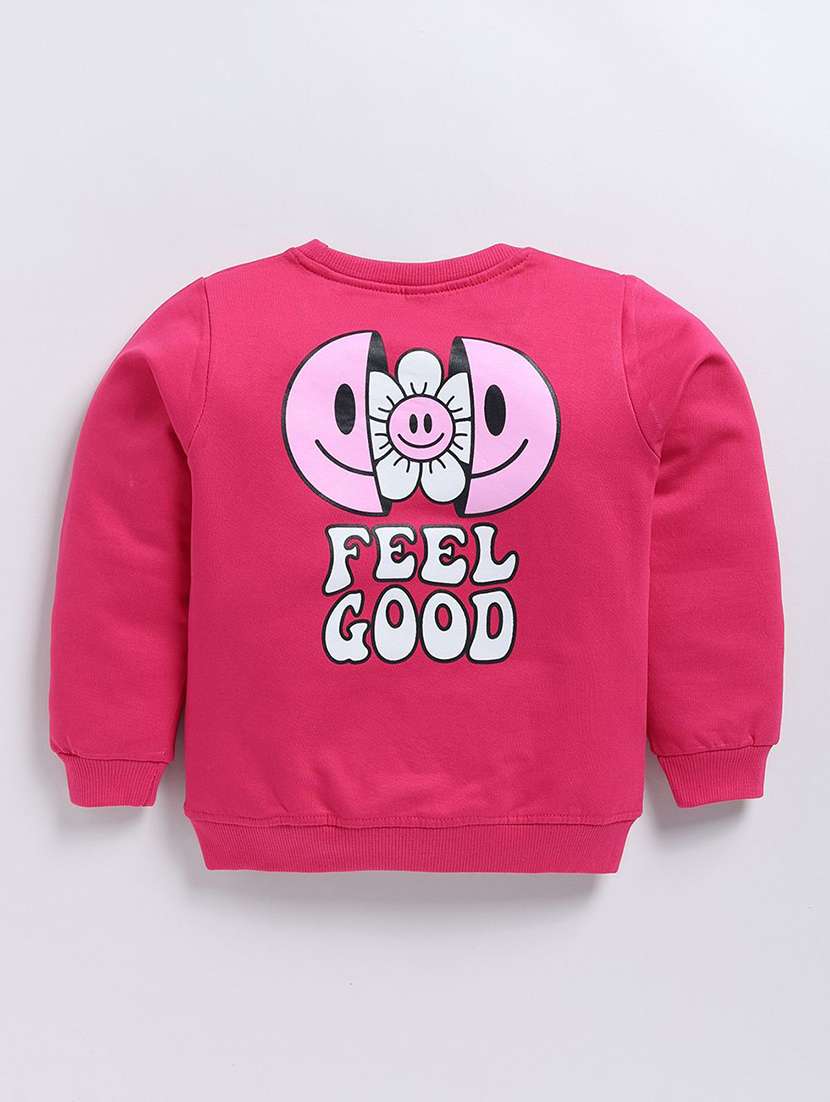 girls front & back print long sleeve sweatshirt