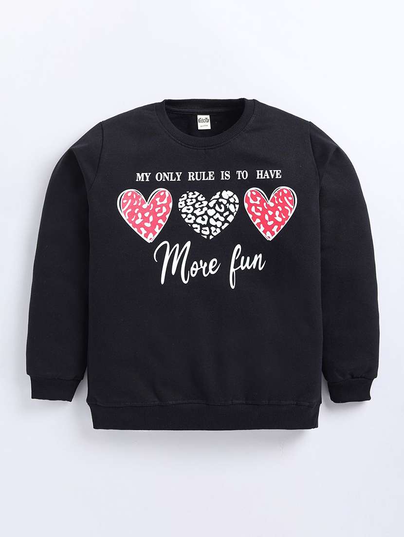 girls front print long sleeve sweatshirt