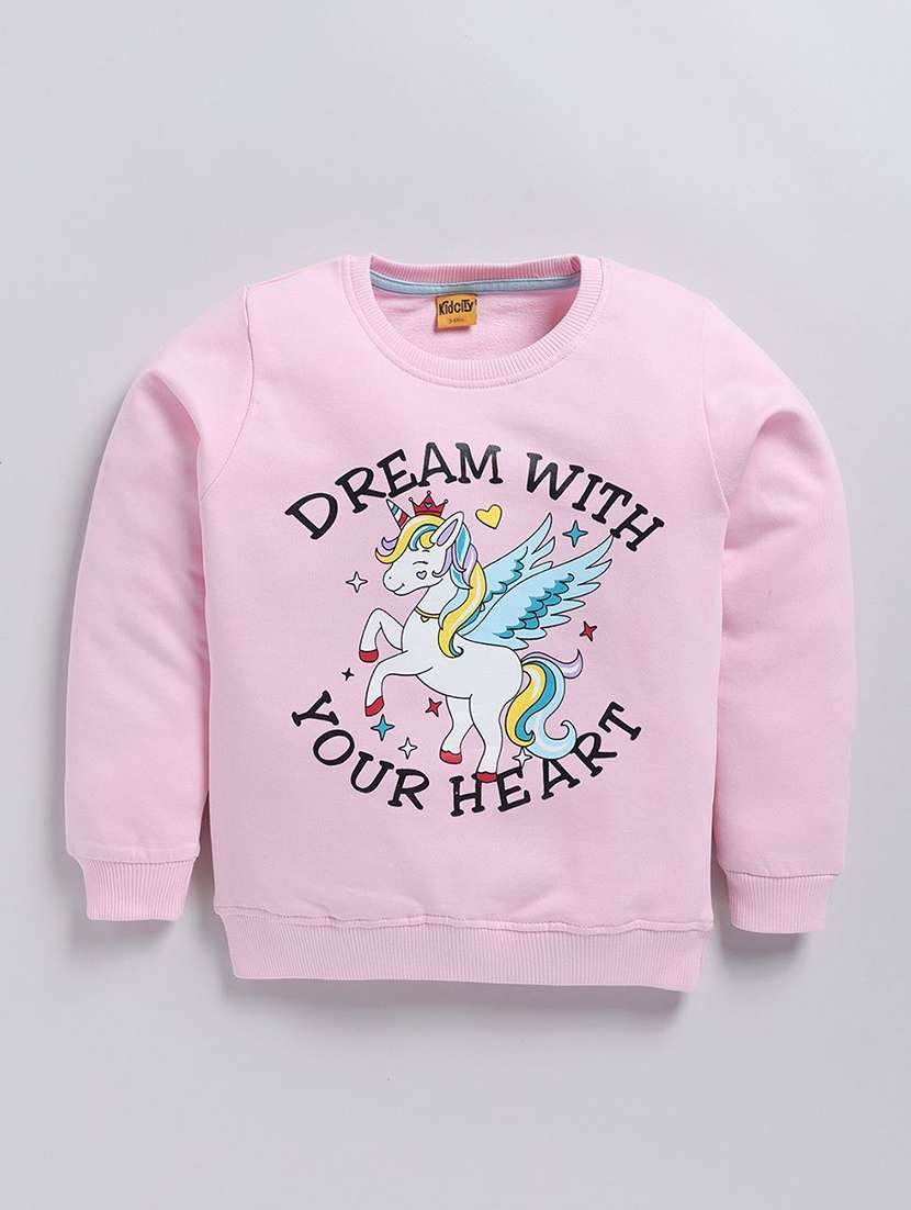 girls front print long sleeve sweatshirt