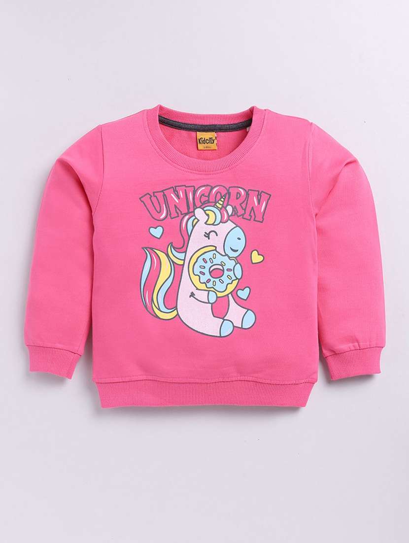 girls front print long sleeve sweatshirt