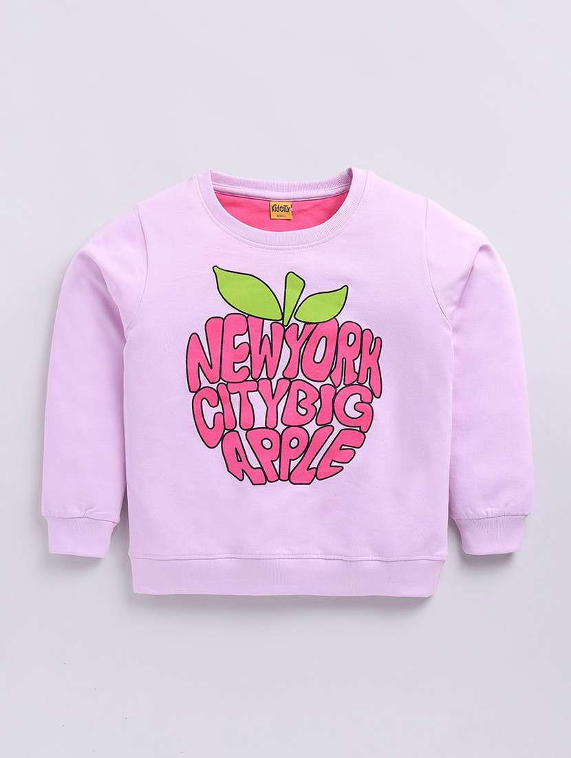 girls front print long sleeve sweatshirt