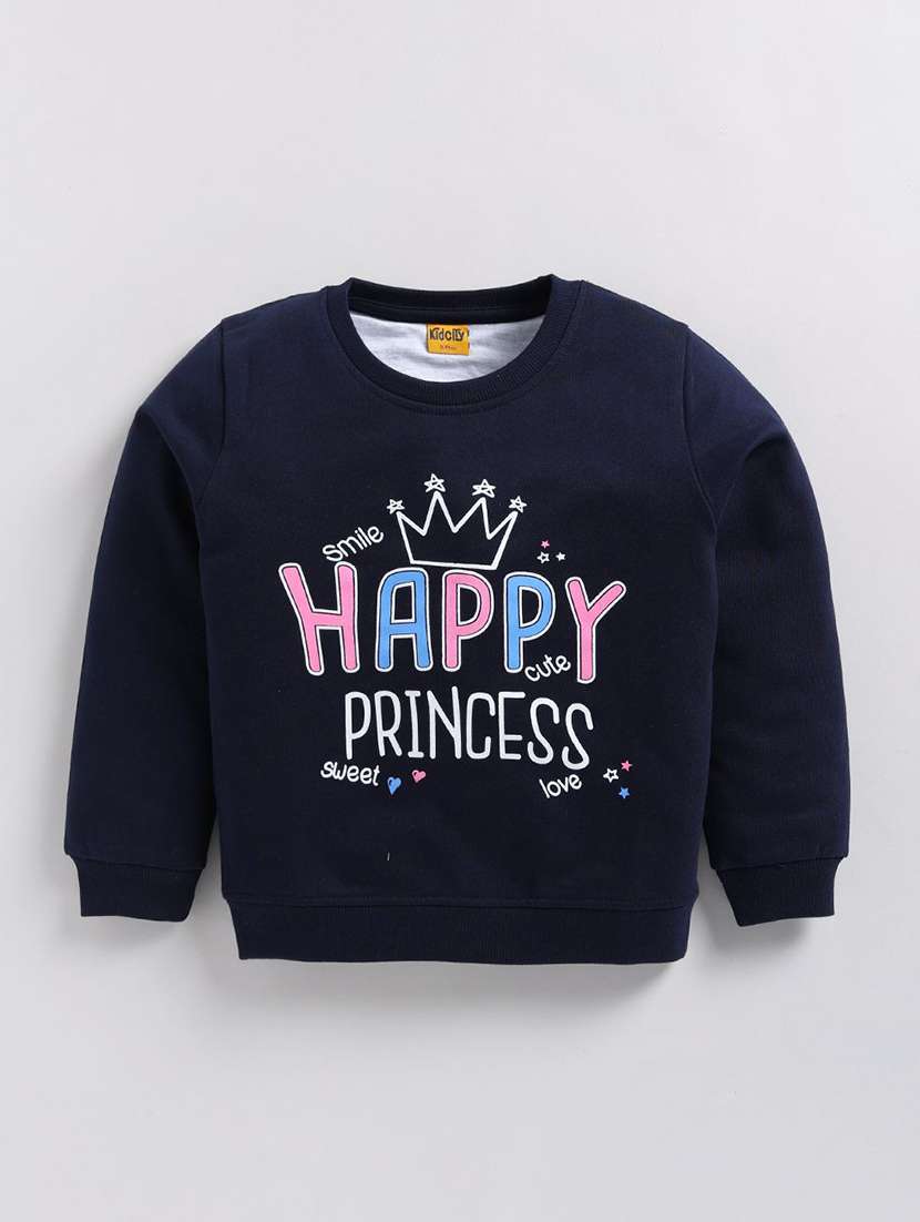 girls front print long sleeve sweatshirt