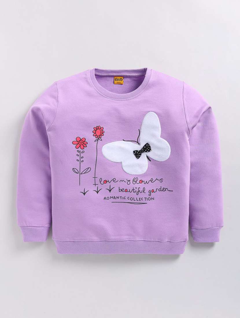 girls front print long sleeve sweatshirt