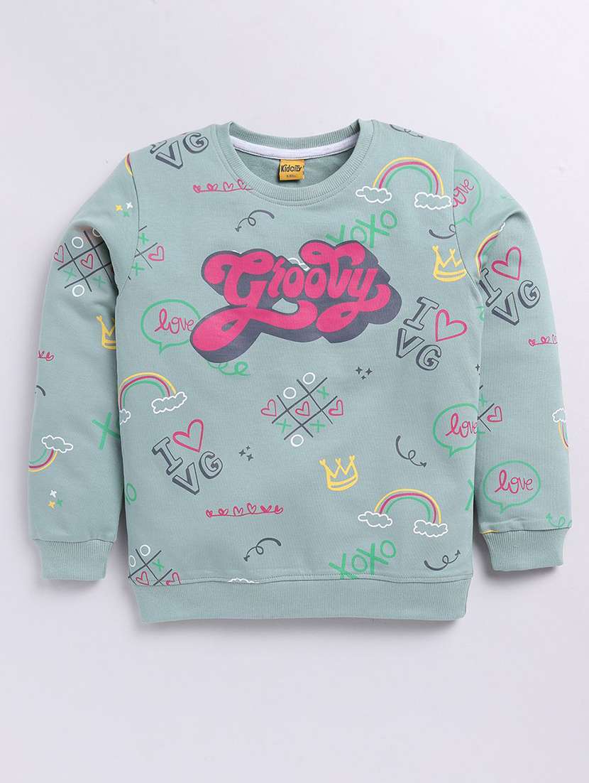 girls printed long sleeve sweatshirt