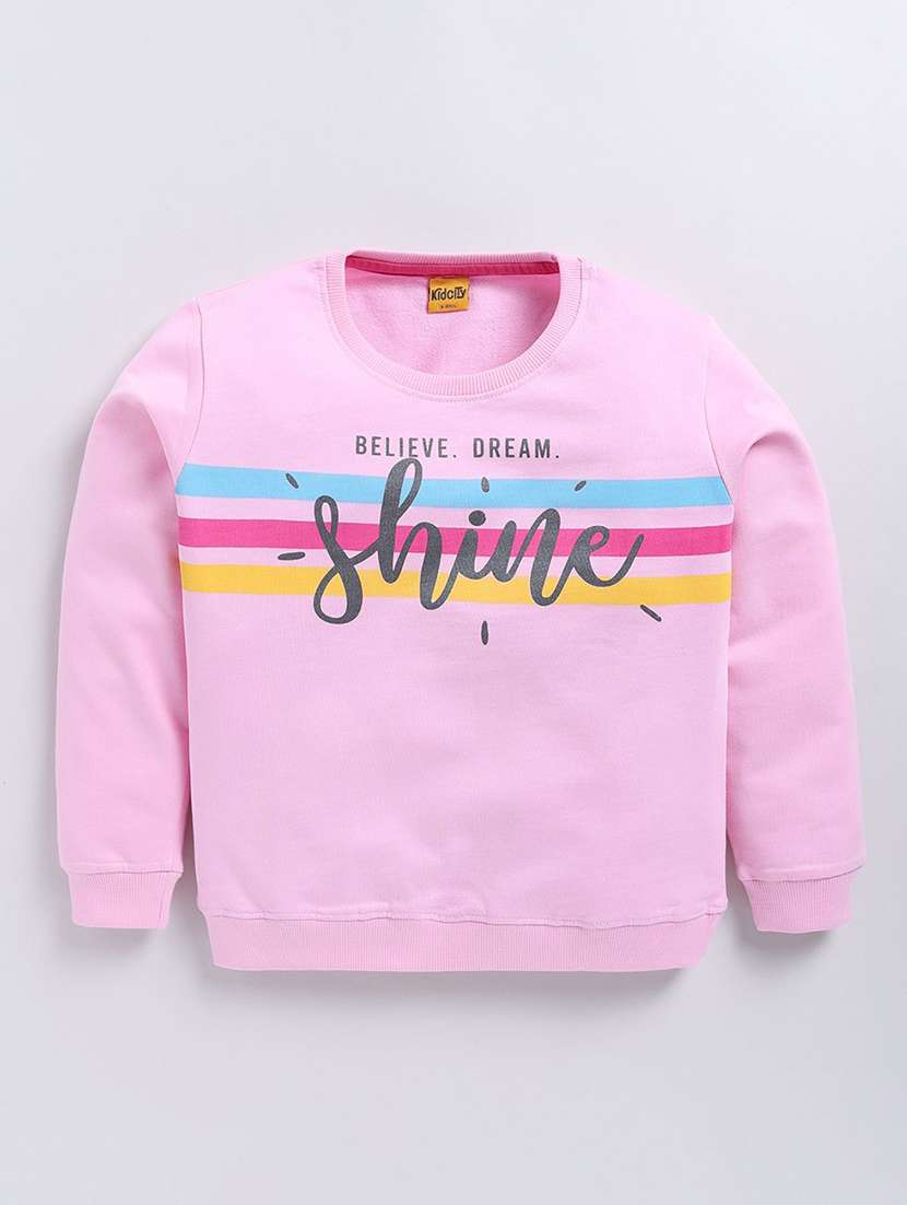 girls chest print long sleeve sweatshirt