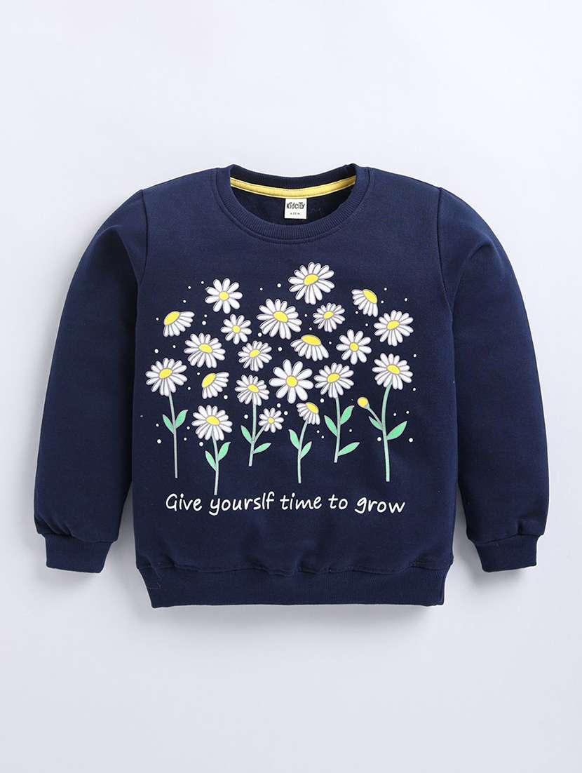girls floral printed long sleeve sweatshirt