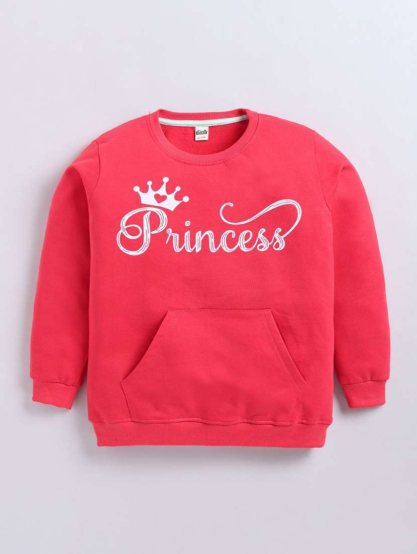 girls chest print long sleeve sweatshirt