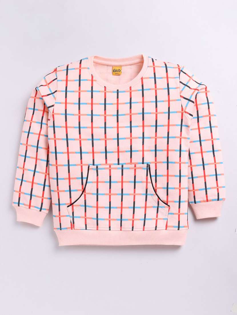 peach cotton all over print sweatshirt