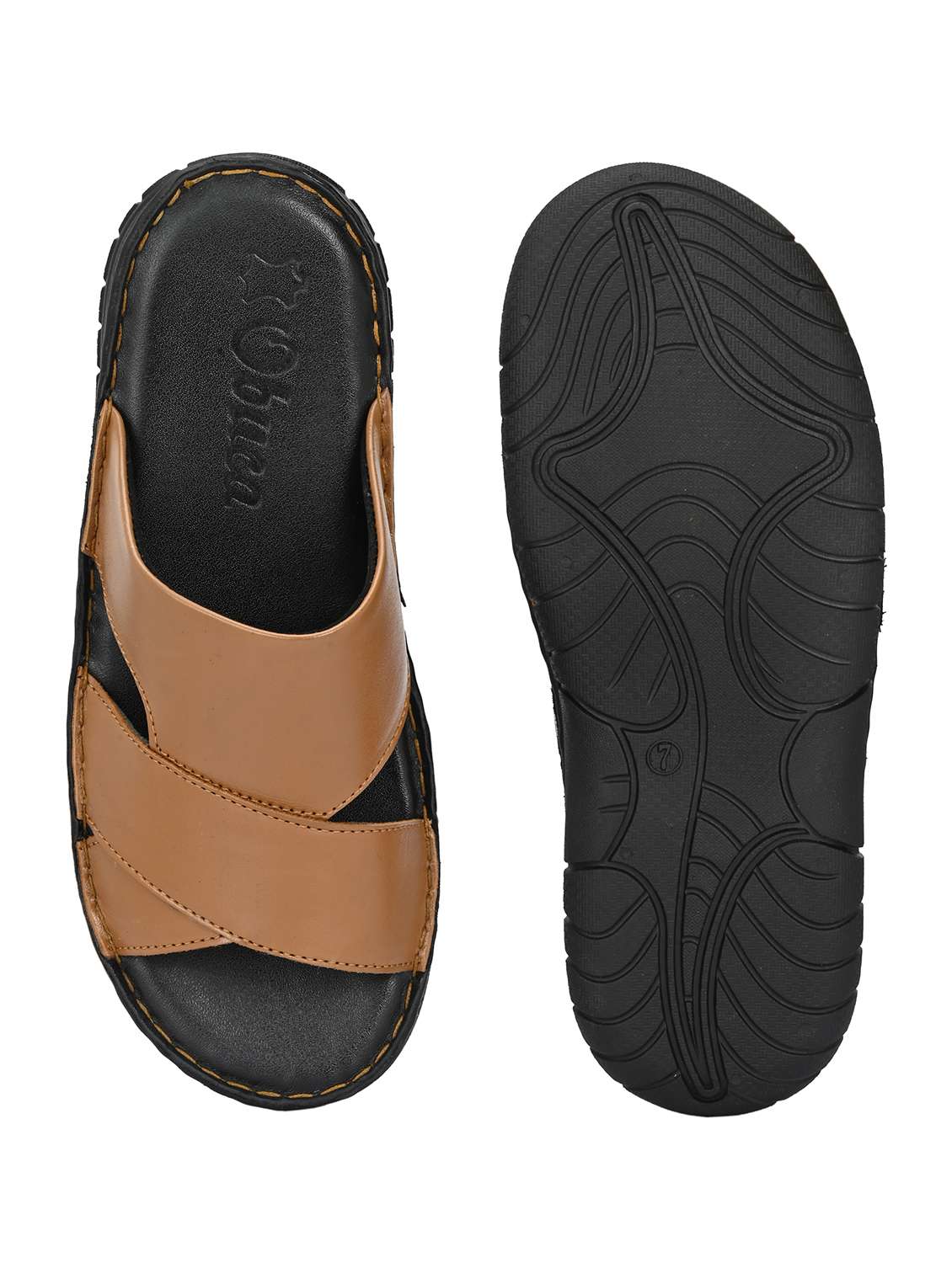 men tan slip on sandal - 22303519 -  Standard Image - 5