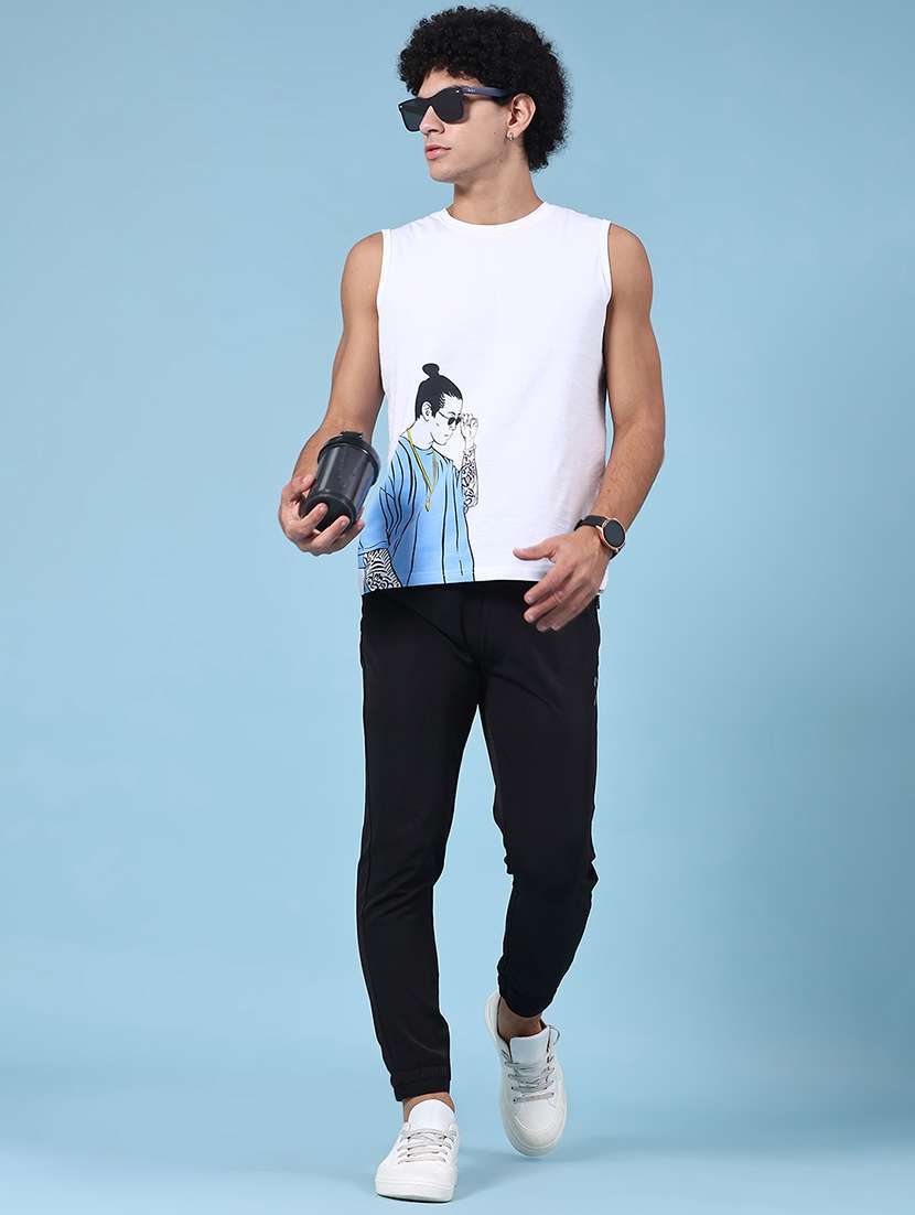 black cotton  full length track pant - 22304073 -  Standard Image - 5