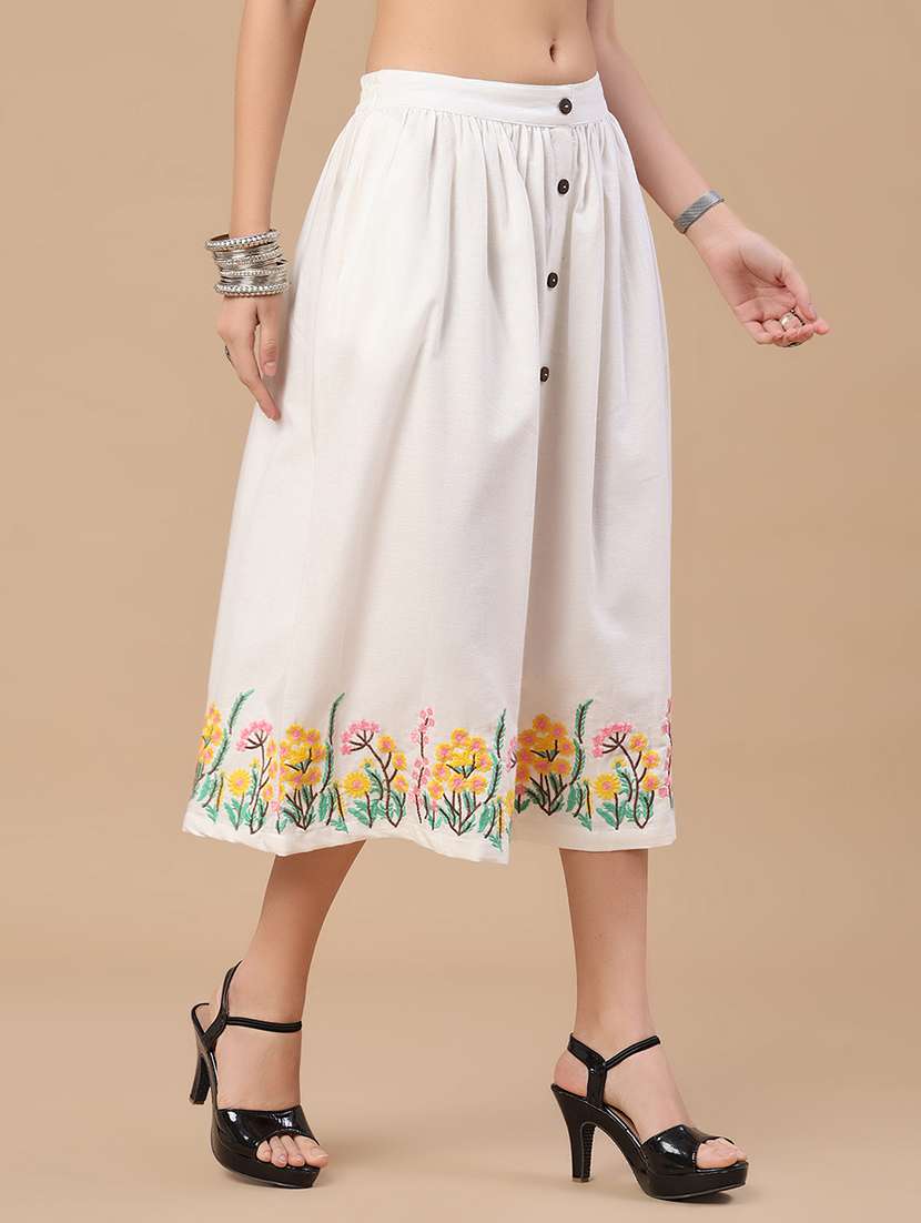 women embroidered mid rise a-line skirt - 22304085 -  Standard Image - 3