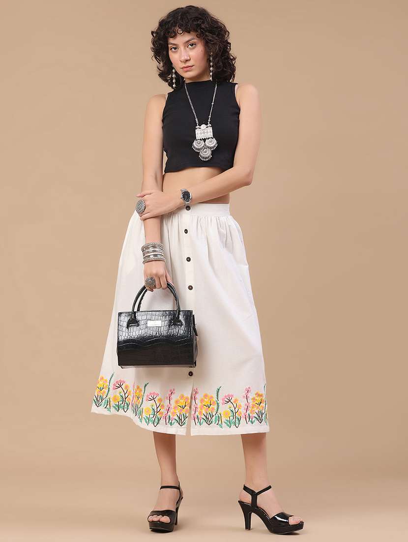 women embroidered mid rise a-line skirt - 22304085 -  Standard Image - 5