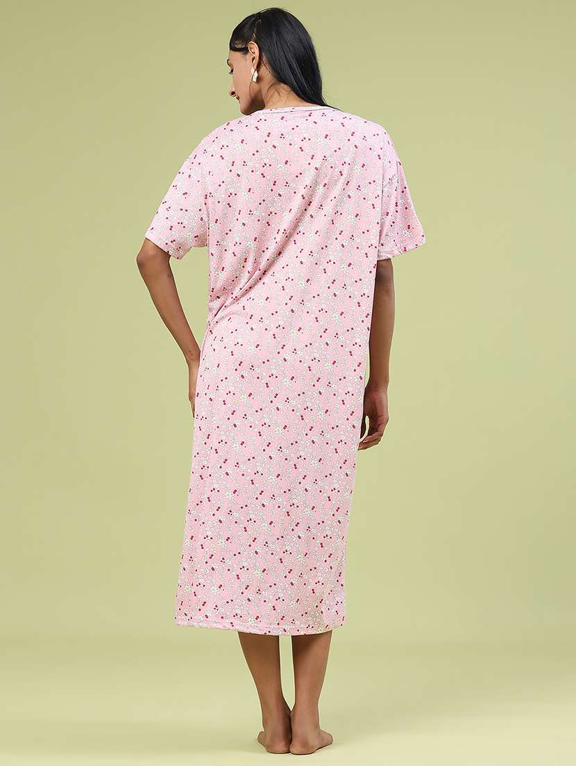 women printed short sleeve nighty - 22304118 -  Standard Image - 5