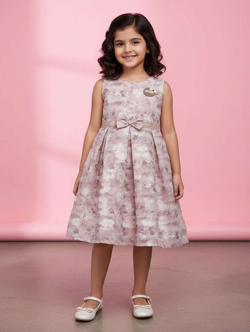 girls printed sleeveless flared frock