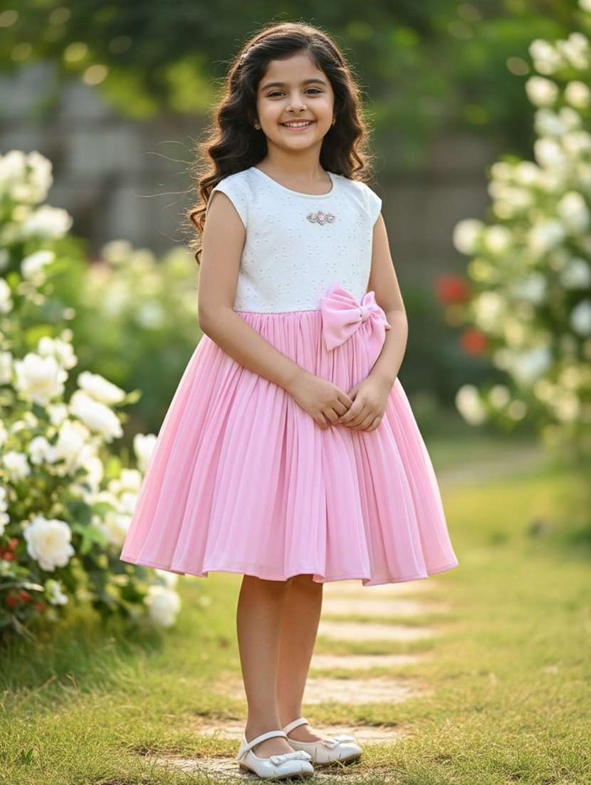 girls printed sleeveless flared frock