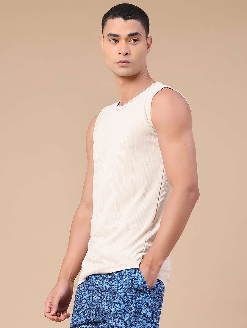 men self design sleeveless slim fit t-shirt  - 22304280 -  Standard Image - 3
