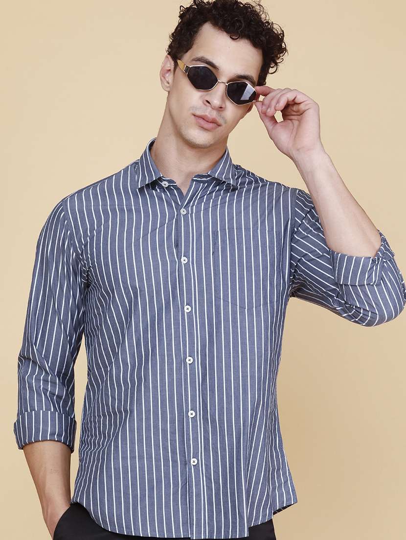 men printed long sleeves casual shirt