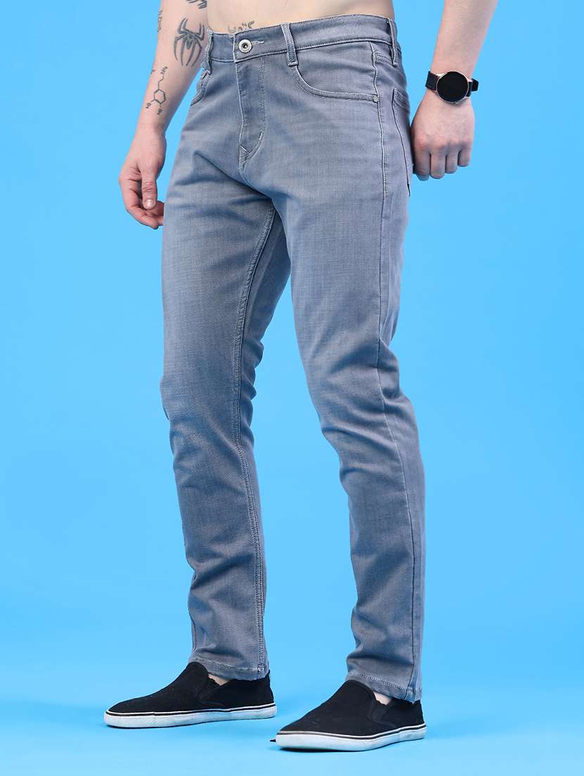 men plain mid rise full length jeans - 22304329 -  Standard Image - 3